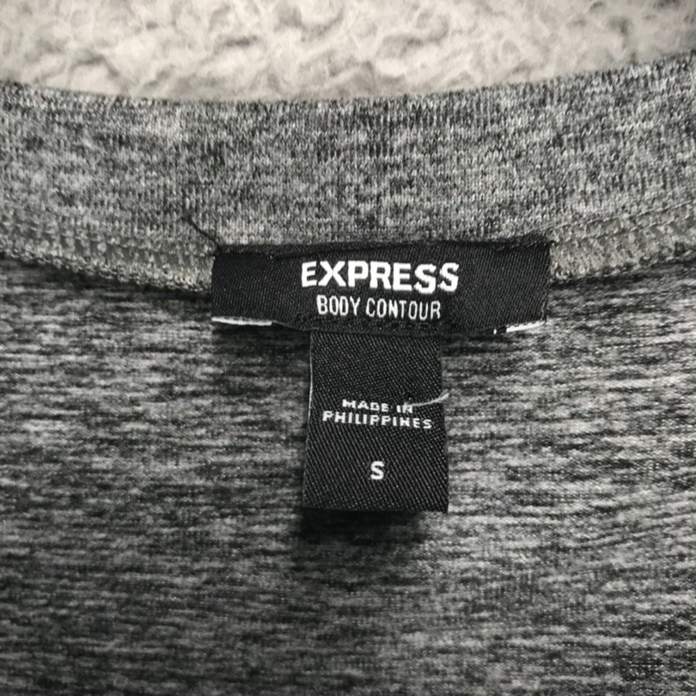 EXPRESS Dress Womens Size‎ SMALL Body Contour Heather Gray Long Sleeve Faux Wrap - Picture 4 of 10